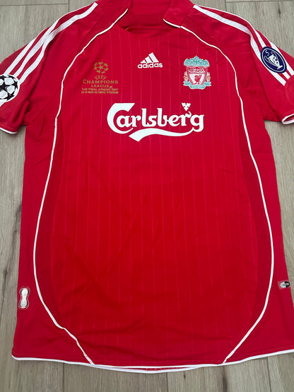 Liverpool Steven Gerrard #8 2007 Final Home Red Retro Soccer Jersey Men Size