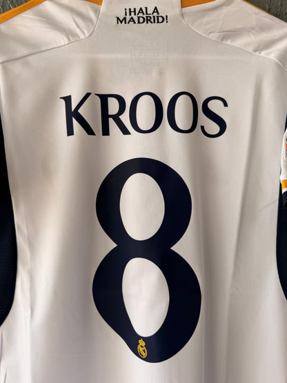 Real Madrid Toni Kroos #8 2024 Final Home White Soccer Jersey Men Size