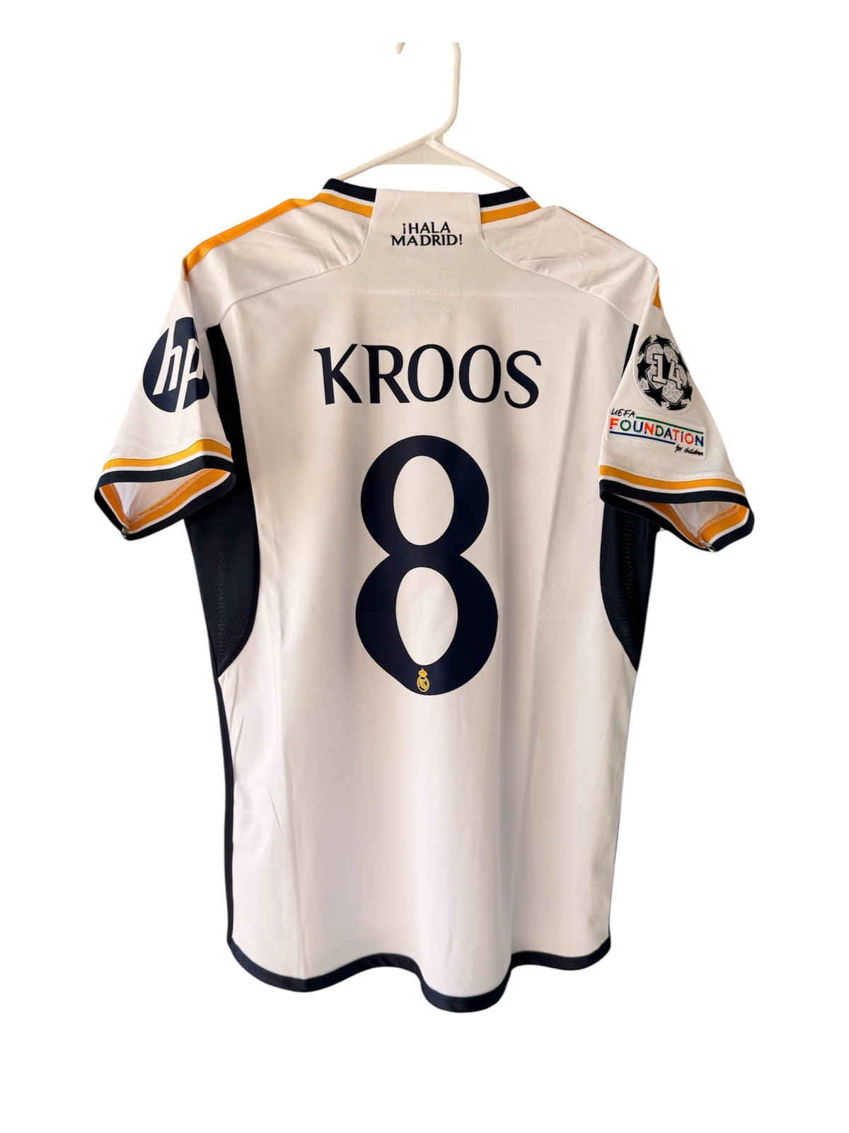 Real Madrid Toni Kroos #8 2024 Final Home White Soccer Jersey Men Size