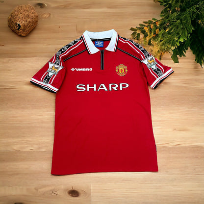 Manchester United David Beckham #7 1998/99 Home Red Retro Soccer Jersey Men Size
