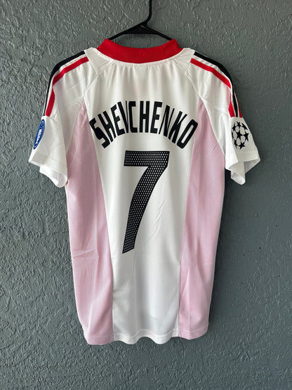 Milan Shevchenko #7 2003 Final Away White Soccer Jersey Men Size