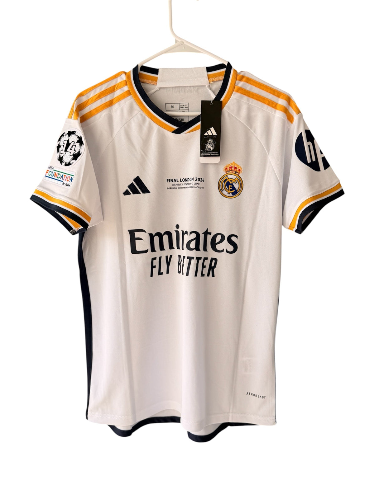 Real Madrid Toni Kroos #8 2024 Final Home White Soccer Jersey Men Size