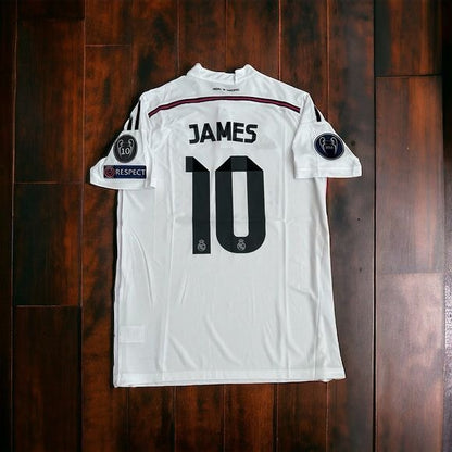 Real Madrid Retro 14/15 James Rodriguez #10 Soccer Jersey Champions Home Men