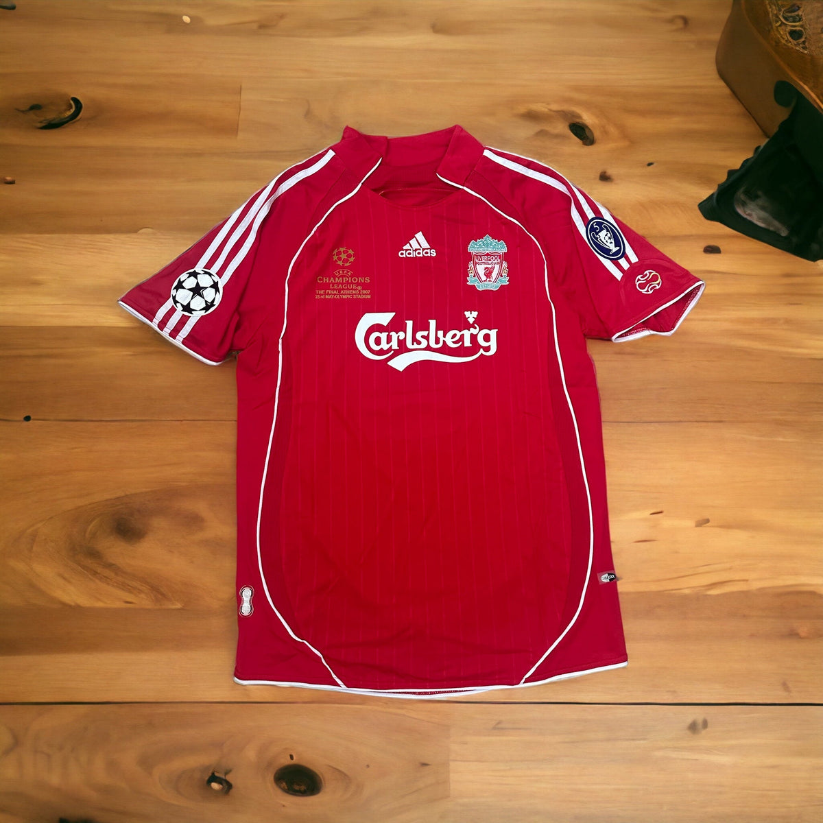 Liverpool Steven Gerrard #8 2007 Final Home Red Retro Soccer Jersey Men Size