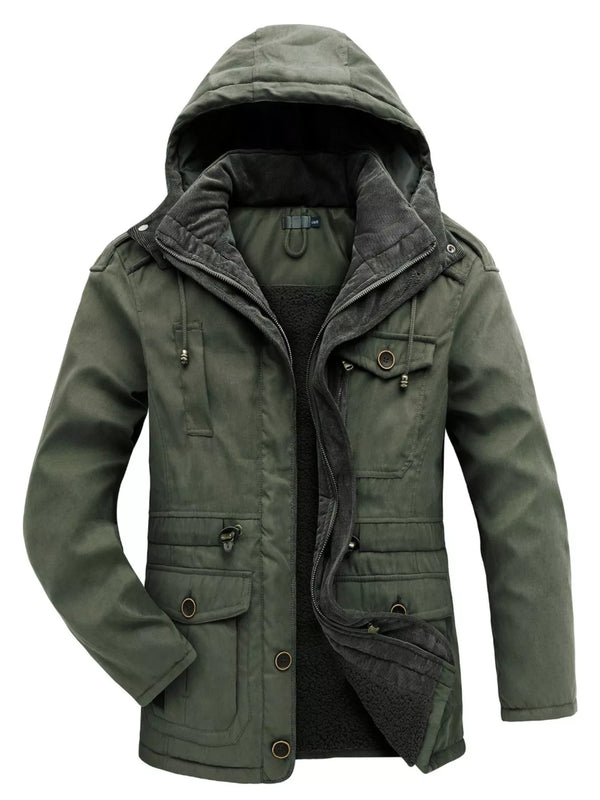Men's hooded winter jacket, zip-up, front
