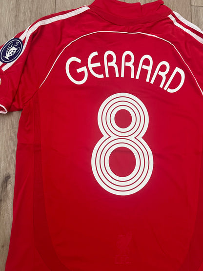 Liverpool Steven Gerrard #8 2007 Final Home Red Retro Soccer Jersey Men Size