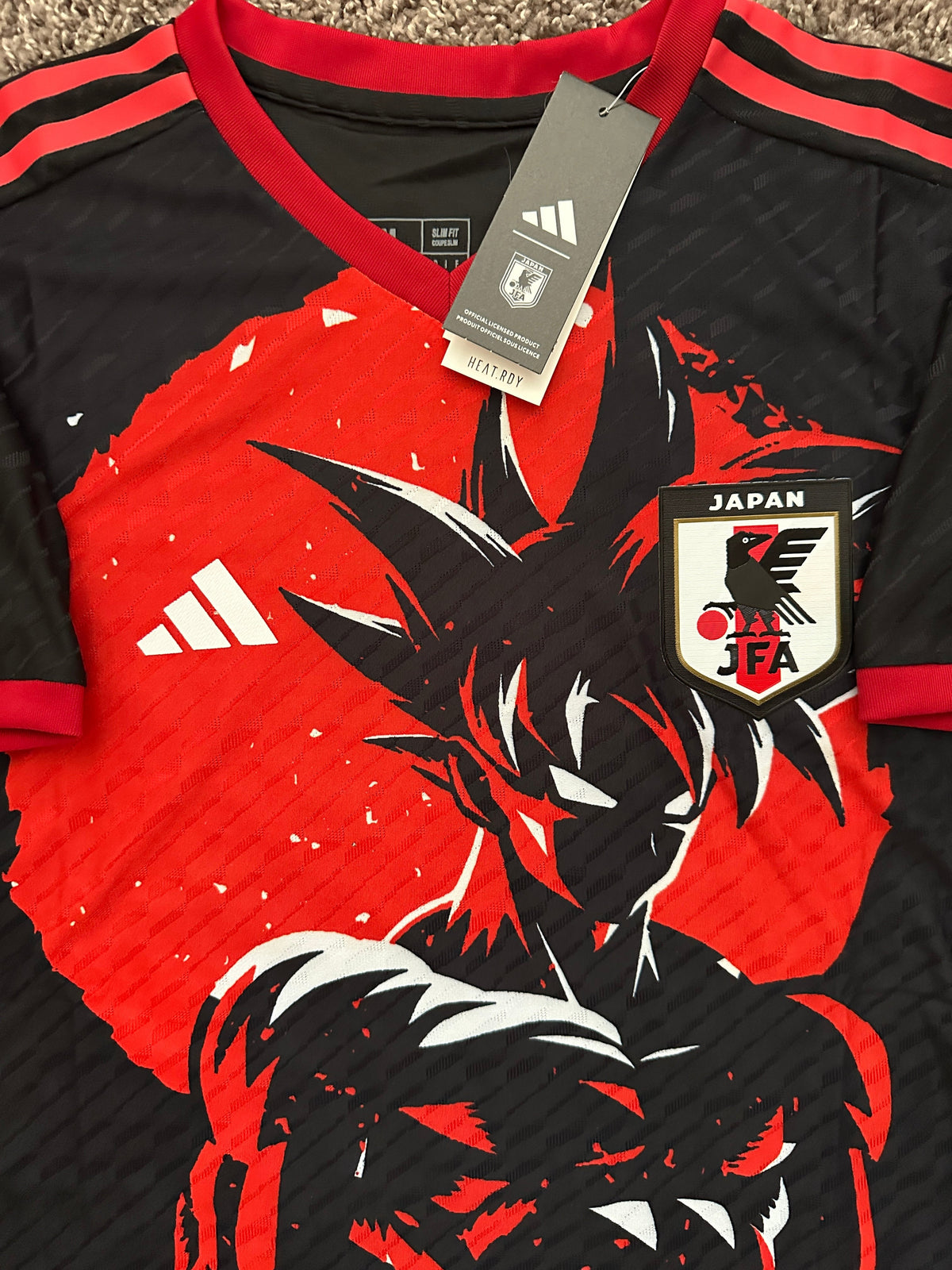 Japan Dragon Ball Z Goku Frieza Black Anime Soccer Jersey Player Version Men Size