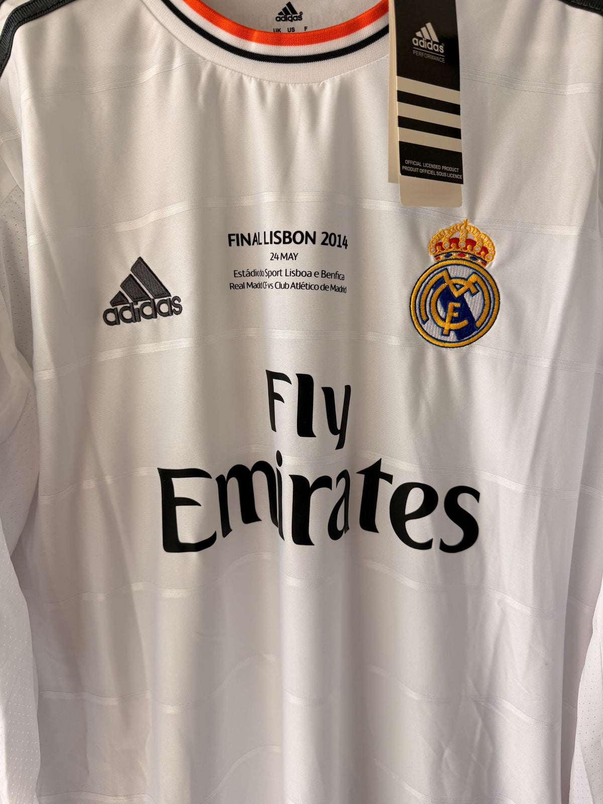Real Madrid Sergio Ramos #4 Retro Soccer Jersey 2014 Final White Long Sleeves