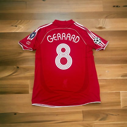 Liverpool Steven Gerrard #8 2007 Final Home Red Retro Soccer Jersey Men Size