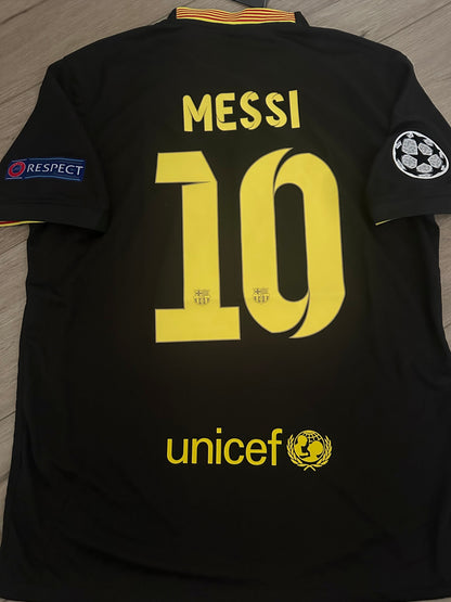 Barcelona Lionel Messi 2013/14 Away Black Retro Soccer Jersey Men Size