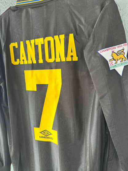 Manchester United Eric Cantona #7 Away Black Retro Soccer Jersey 93/95 Men Size