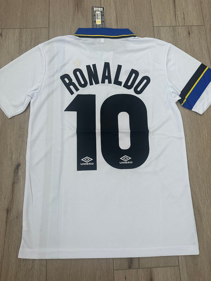 Inter Milan Ronaldo Nazario #10 1998 Away White Retro Soccer Jersey Men Size