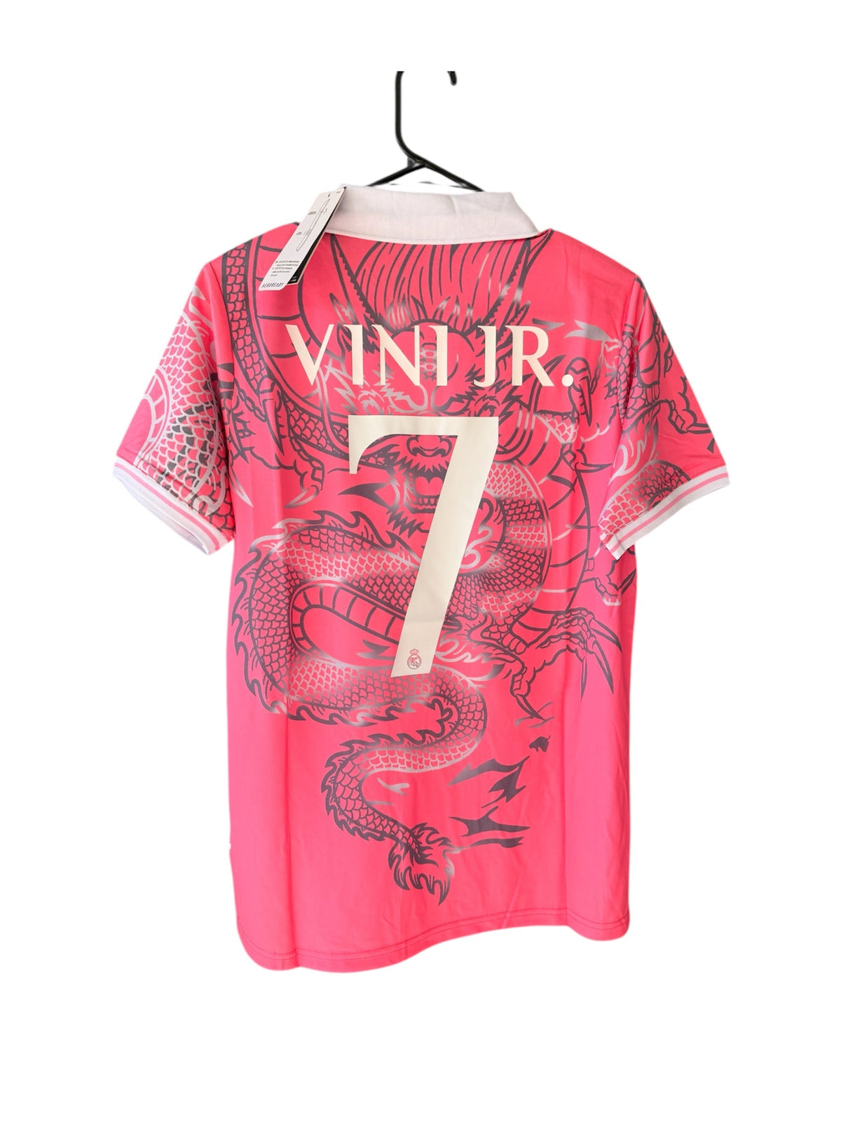 Real Madrid Vinicius Jr #7 2023/24 Dragon Pink Soccer Jersey Men Size