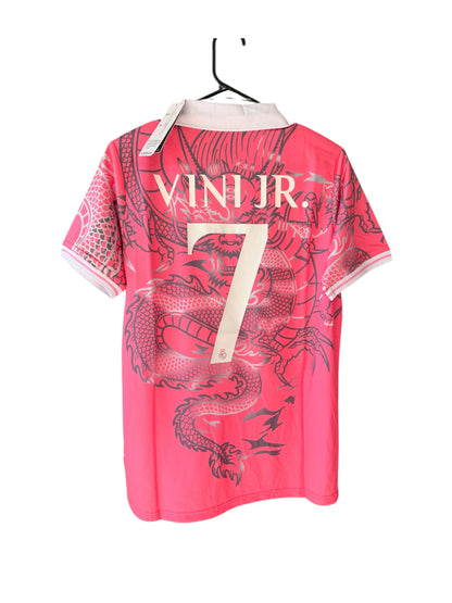Real Madrid Vinicius Jr #7 2023/24 Dragon Pink Soccer Jersey Men Size