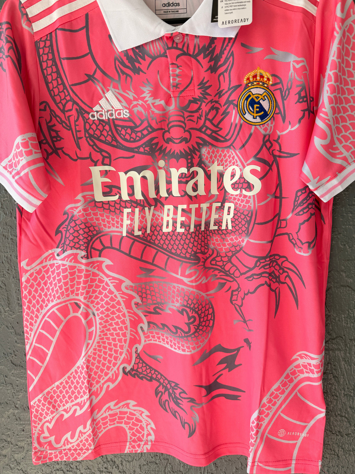 Real Madrid Vinicius Jr #7 2023/24 Dragon Pink Soccer Jersey Men Size
