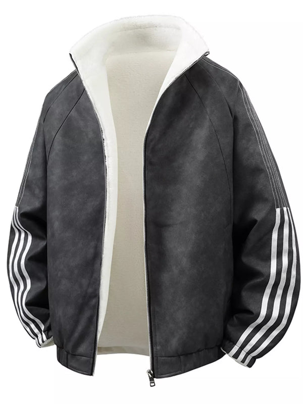 Men's fleece-lined jacket, zip-up, front