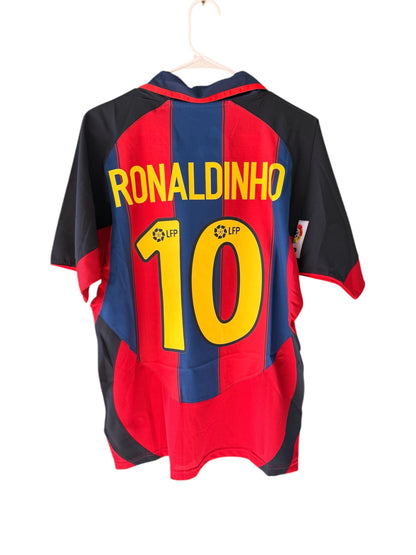 Barcelona Ronaldinho #10 2004/05 Home Retro Soccer Jersey Men Size