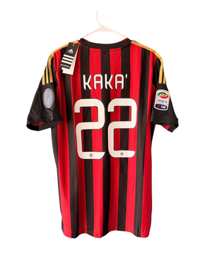 Milan Kaka #22 2013/14 Home Red Black Soccer Jersey Men