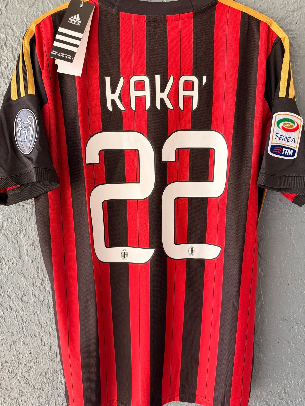 Milan Kaka #22 2013/14 Home Red Black Soccer Jersey Men