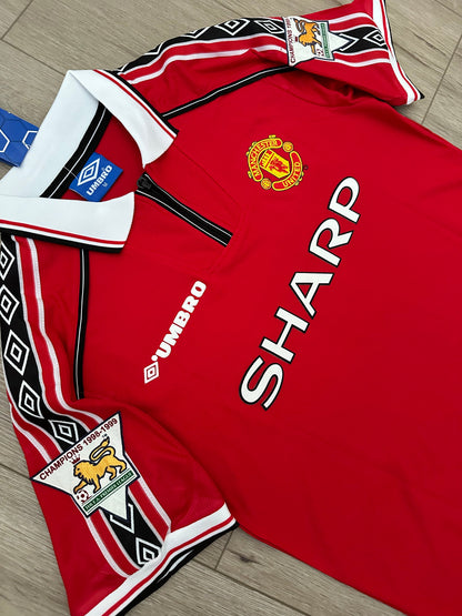 Manchester United David Beckham #7 1998/99 Home Red Retro Soccer Jersey Men Size