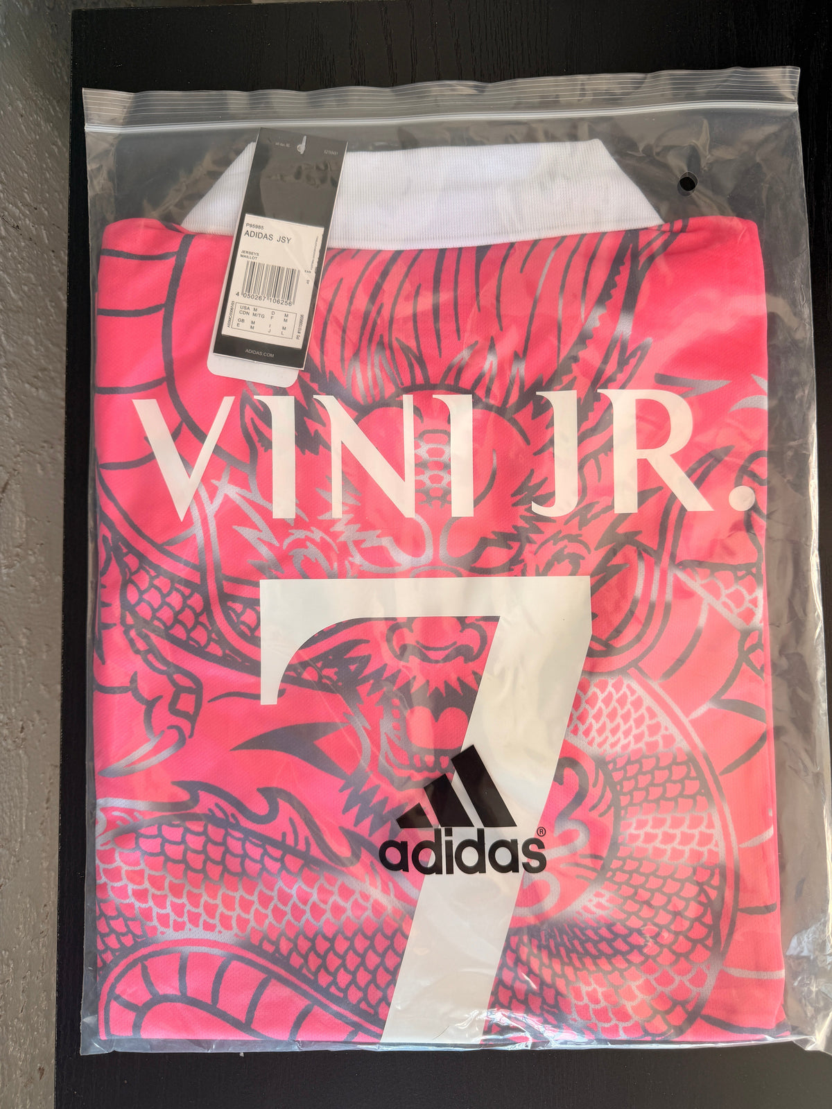 Real Madrid Vinicius Jr #7 2023/24 Dragon Pink Soccer Jersey Men Size