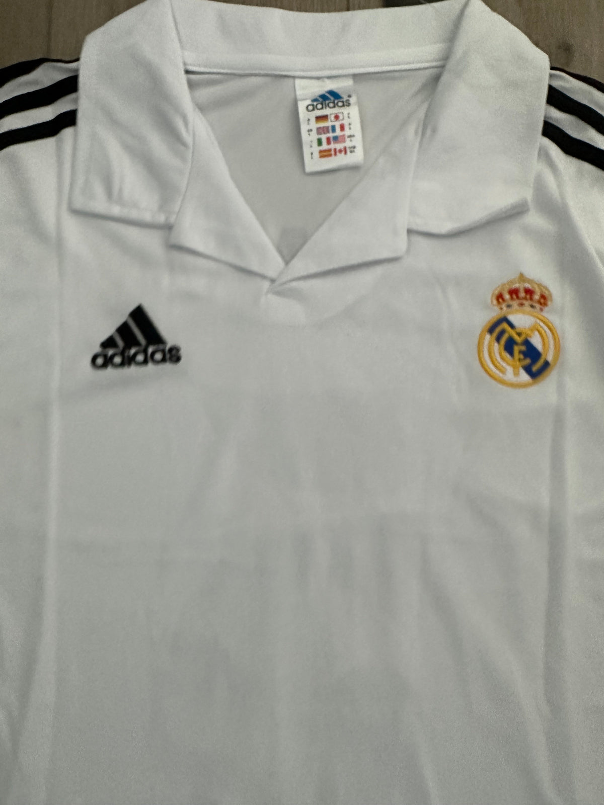 Real Madrid Zidane #5 2002 Final Home White Long Sleeve Retro Soccer Jersey Men Size