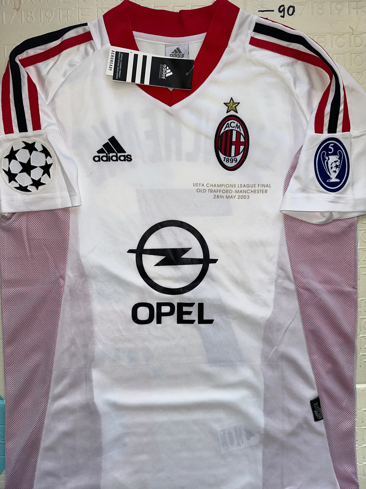 Milan Shevchenko #7 2003 Final Away White Soccer Jersey Men Size