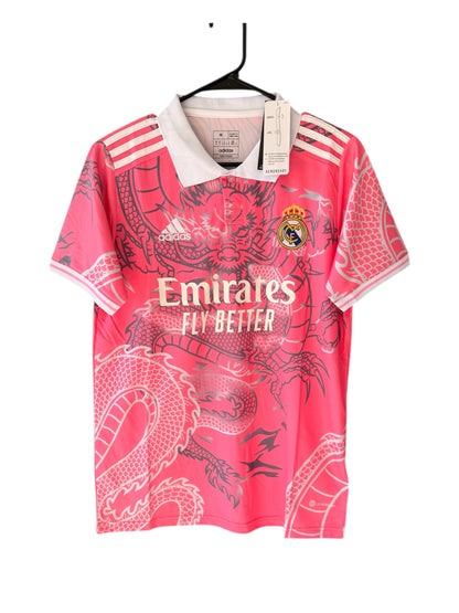 Real Madrid Vinicius Jr #7 2023/24 Dragon Pink Soccer Jersey Men Size