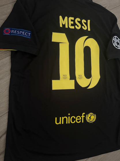 Barcelona Lionel Messi 2013/14 Away Black Retro Soccer Jersey Men Size