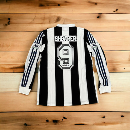 Newcastle Alan Shearer #9 1995/97 Home Long Sleeve Retro Soccer Jersey Men Size