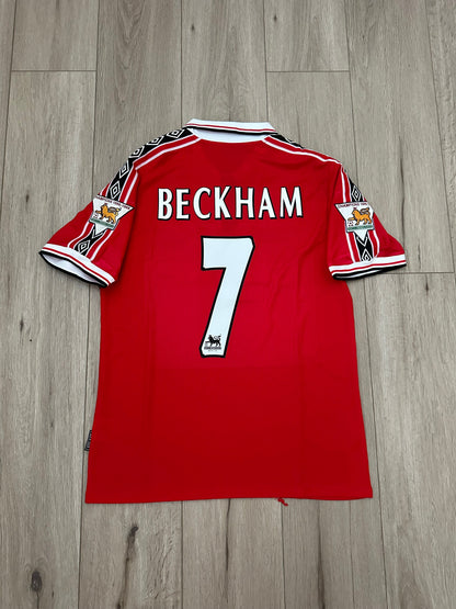 Manchester United David Beckham #7 1998/99 Home Red Retro Soccer Jersey Men Size