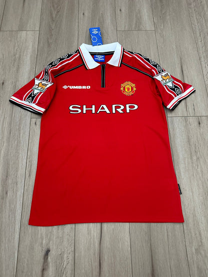 Manchester United David Beckham #7 1998/99 Home Red Retro Soccer Jersey Men Size