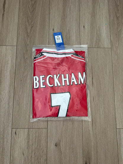 Manchester United David Beckham #7 1998/99 Home Red Retro Soccer Jersey Men Size