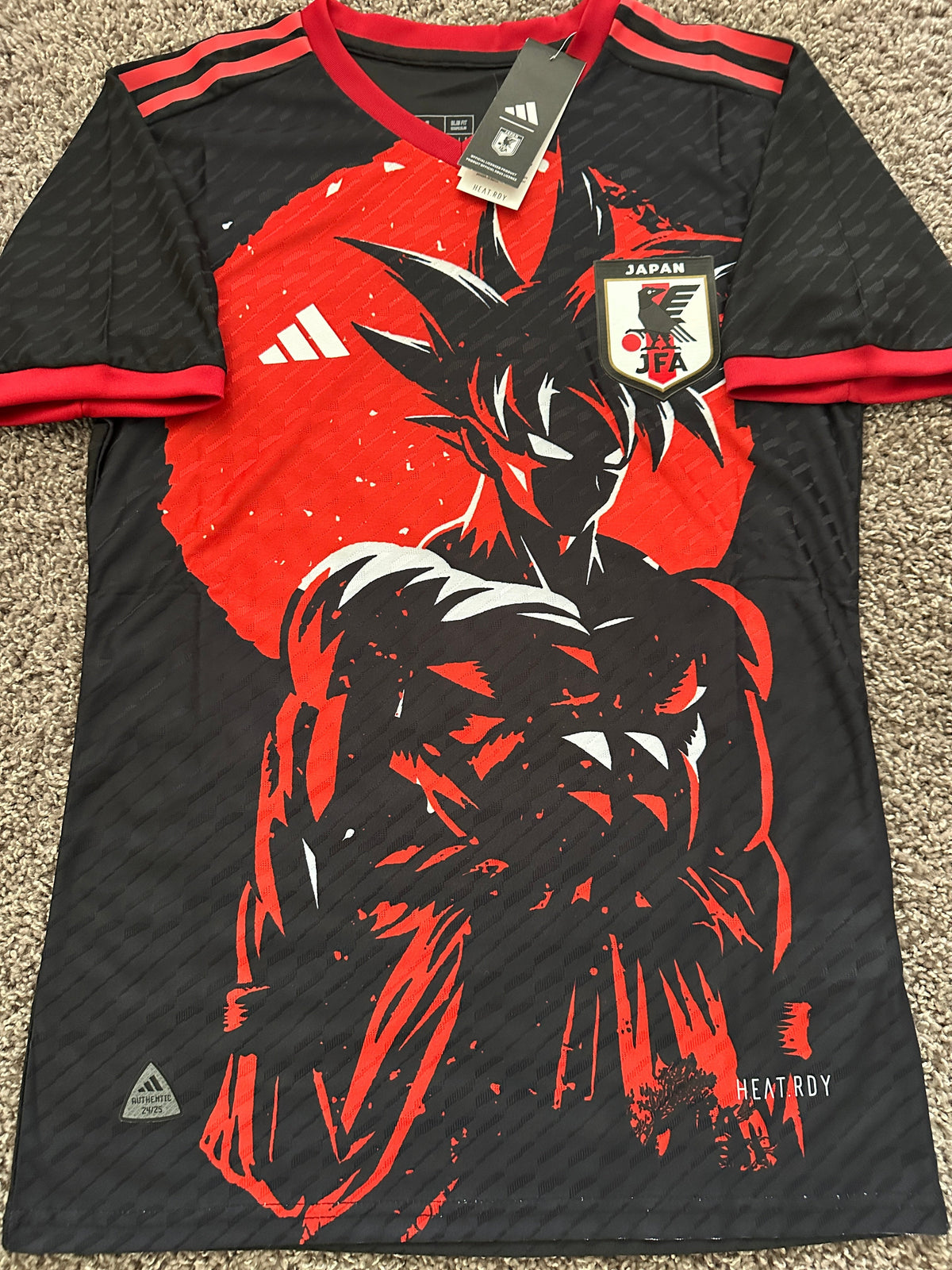 Japan Dragon Ball Z Goku Frieza Black Anime Soccer Jersey Player Version Men Size