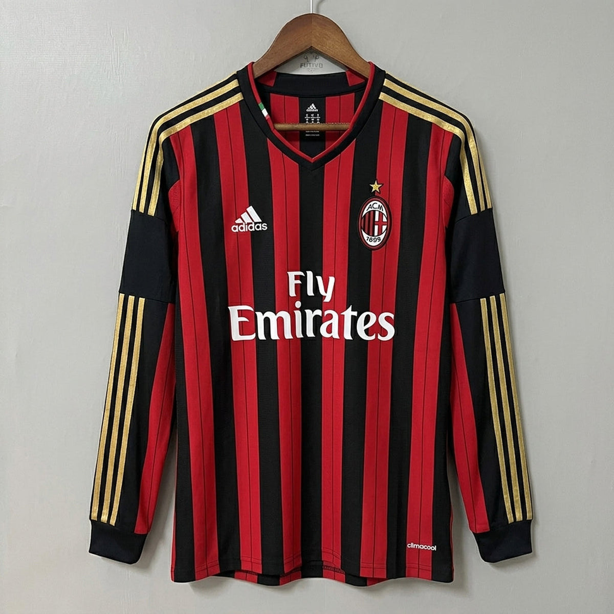 AC Milan 2013/14 Home Long-Sleeve Retro Soccer Jersey