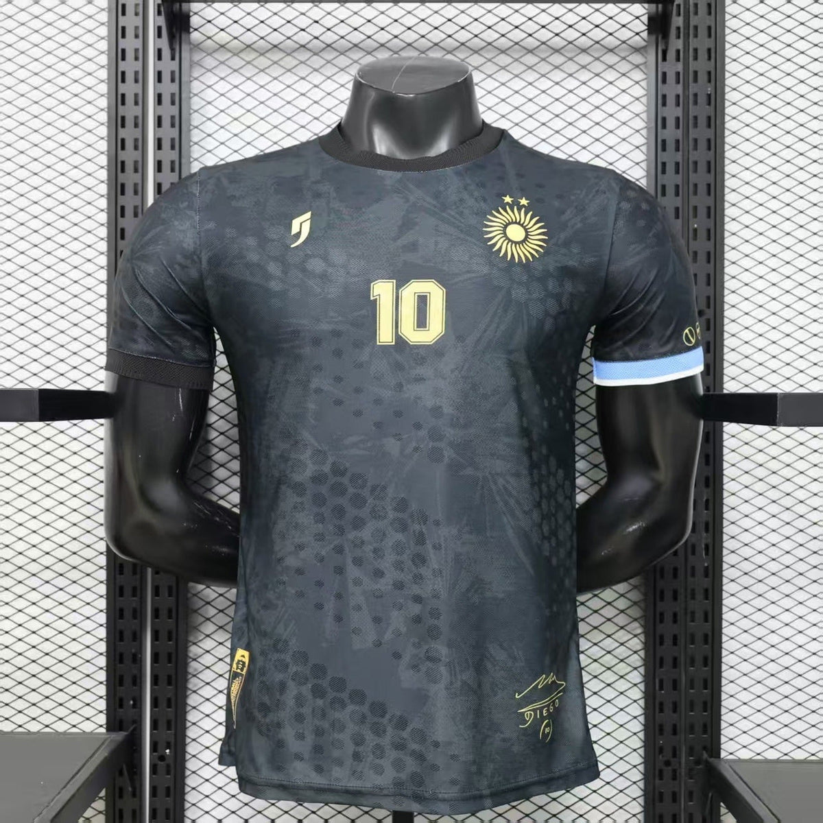 Argentina #10 Maradona Tribute Black Soccer Jersey – Player Edition