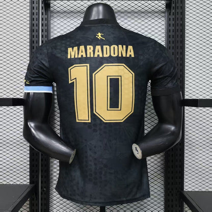 Argentina #10 Maradona Tribute Black Soccer Jersey – Player Edition