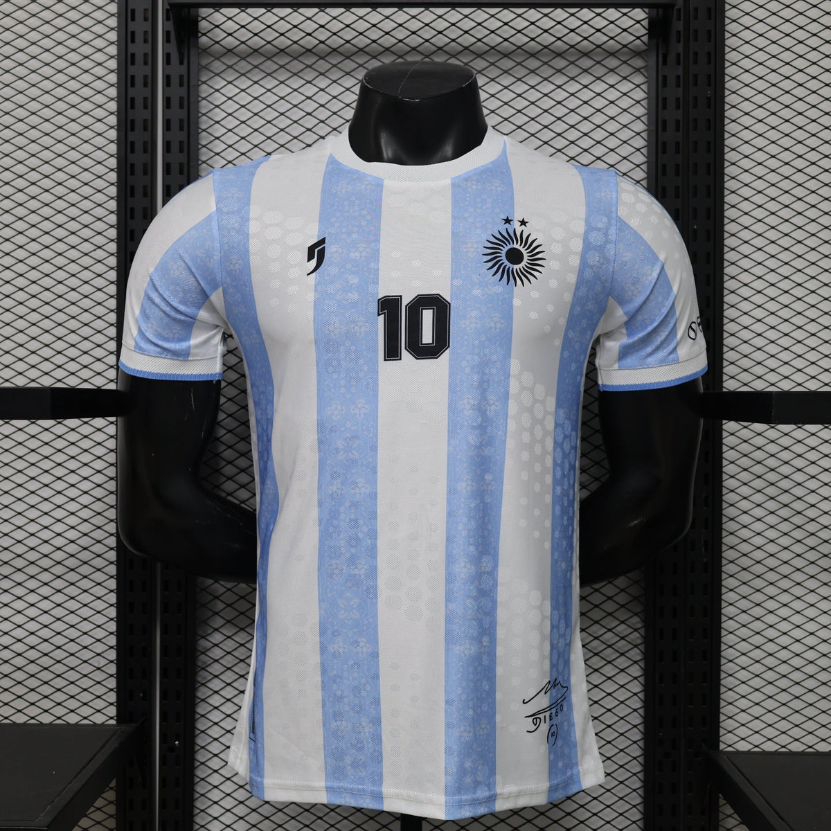 Argentina #10 Maradona Tribute Home Soccer Jersey – Player Edition