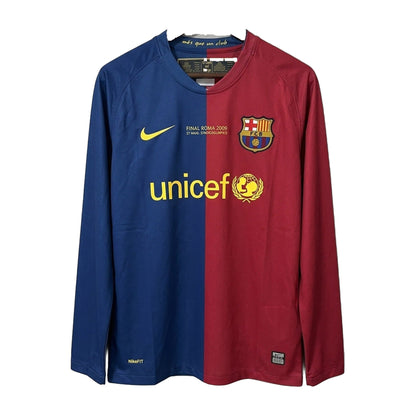 Barcelona 2008/09 Home (UCL Final) Long-Sleeve Retro Soccer Jersey