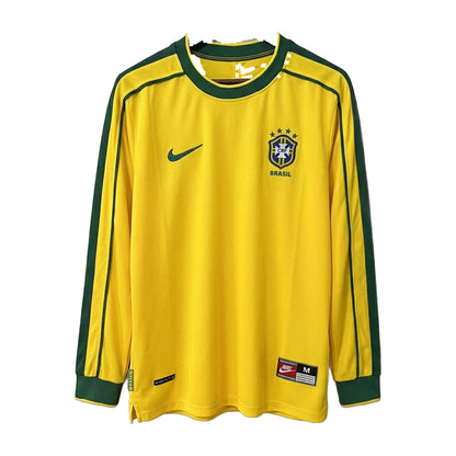 Brazil 1998 Home Long-Sleeve Retro Soccer Jersey