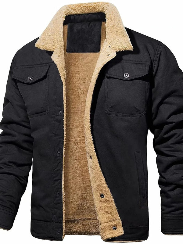 Men's sherpa-lined jacket, long sleeve, front