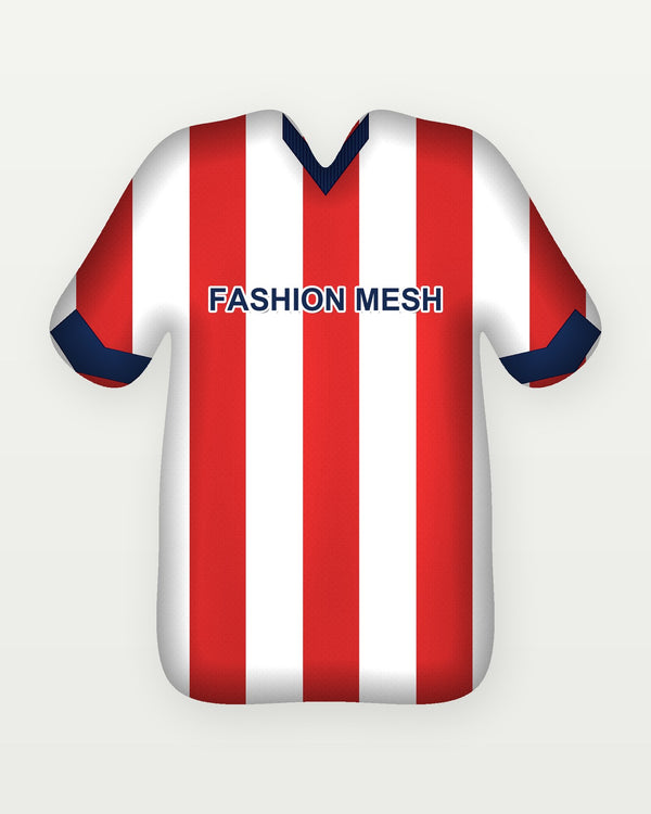 Red and White Striped Football Shirt, front of the design