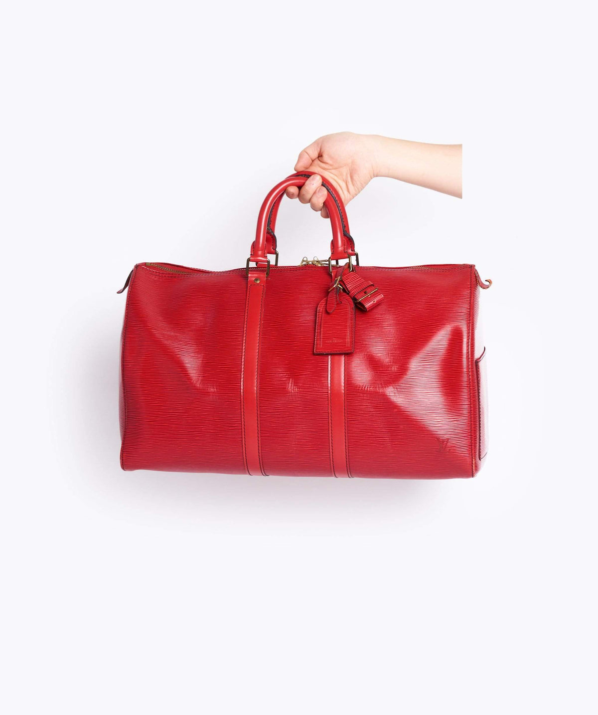 LOUIS VUITTON Epi Keepall 45 Boston Bag Red VI1910