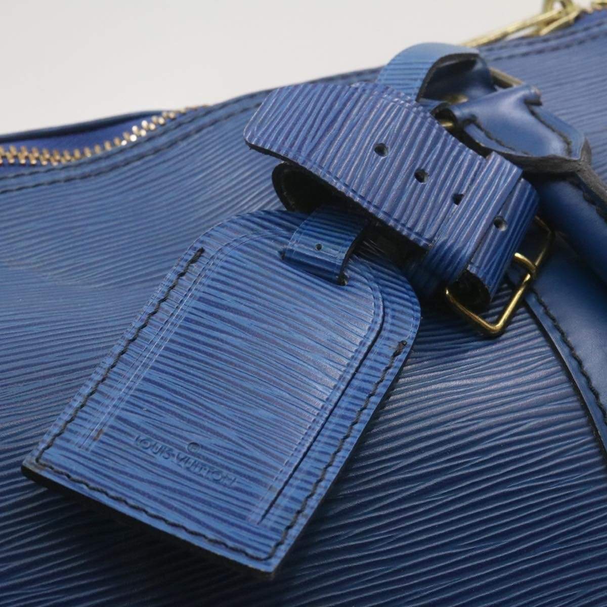 LOUIS VUITTON Epi Keepall 50 Boston Bag Blue