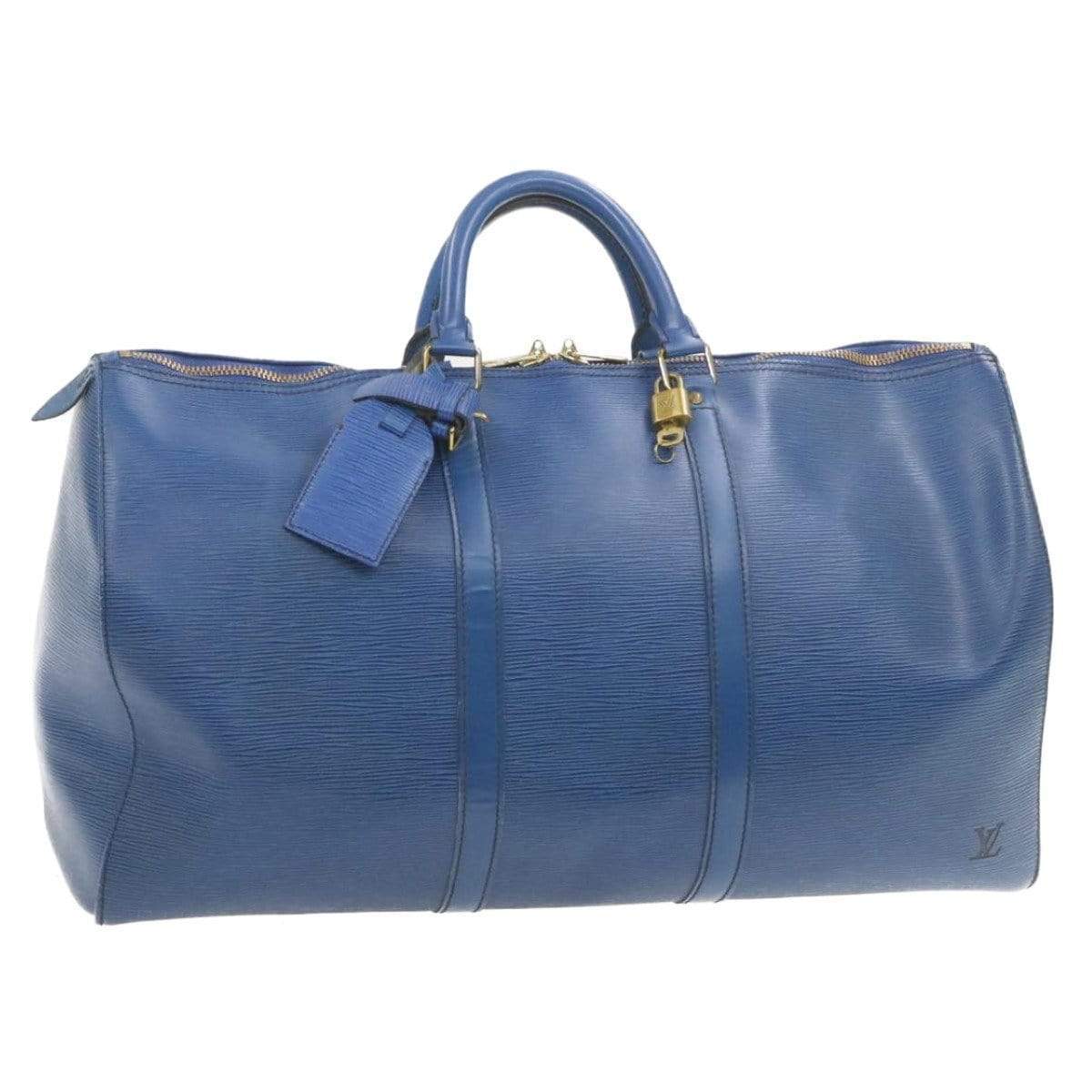 LOUIS VUITTON Epi Keepall 50 Boston Bag Blue