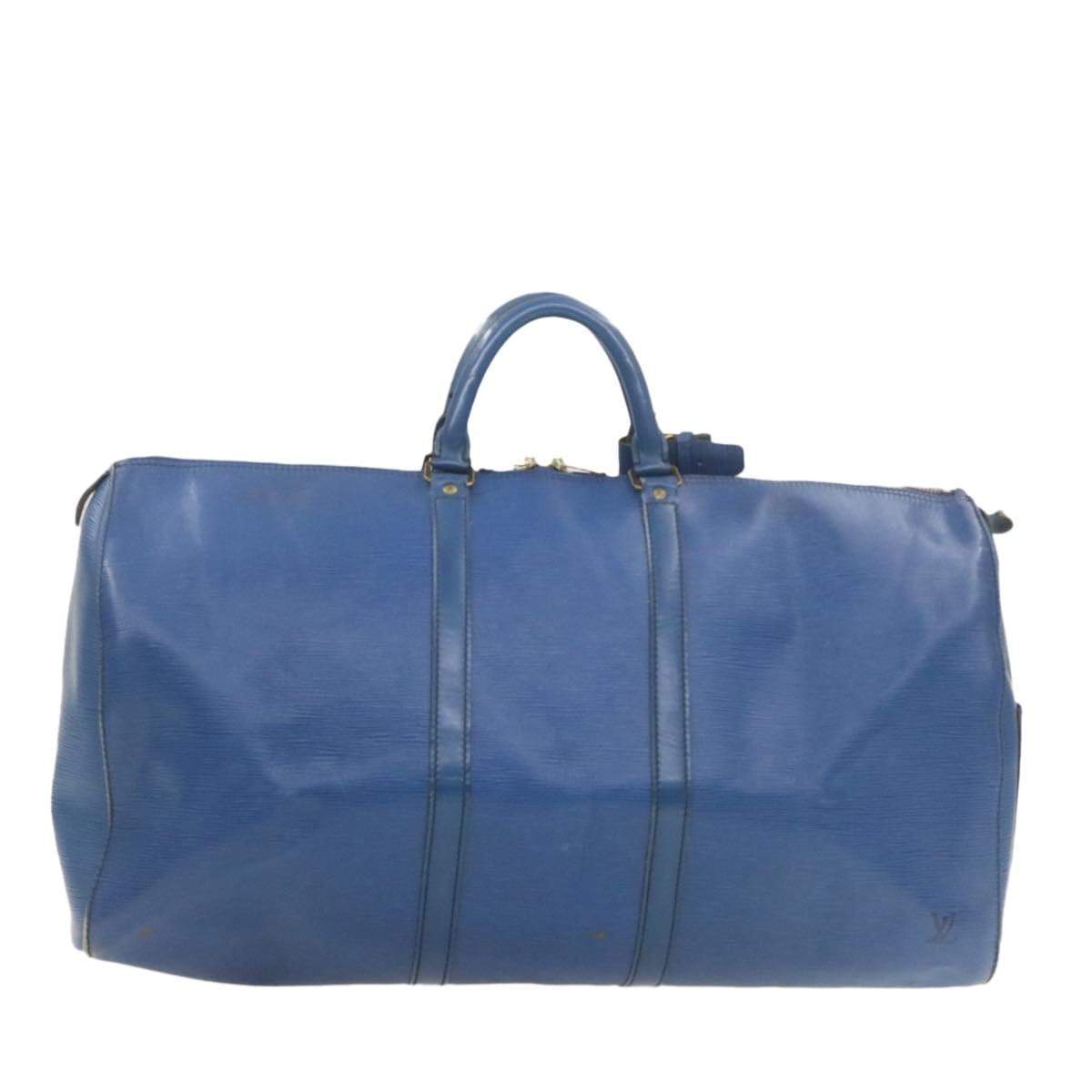 LOUIS VUITTON Epi Keepall 55 Boston Bag Blue VI1920