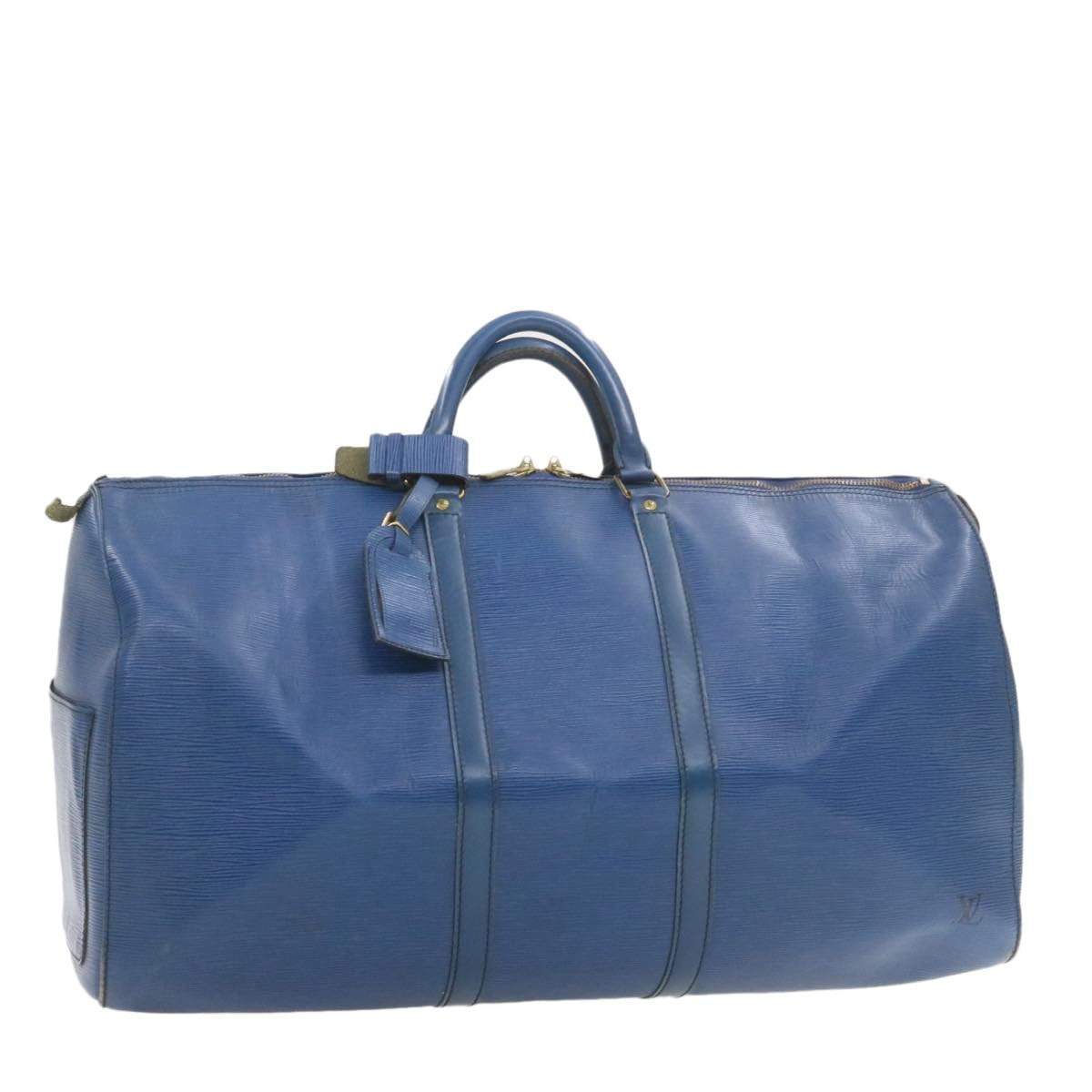 LOUIS VUITTON Epi Keepall 55 Boston Bag Blue VI1920