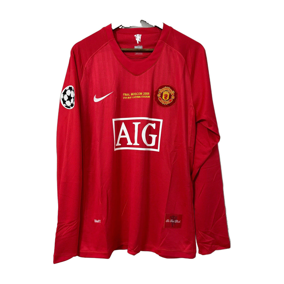 Manchester United 2007/08 Home (UCL Final) Long-Sleeve Retro Soccer Jersey