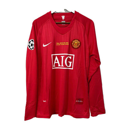 Manchester United 2007/08 Home (UCL Final) Long-Sleeve Retro Soccer Jersey