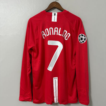 Manchester United 2007/08 Home (UCL Final) Long-Sleeve Retro Soccer Jersey